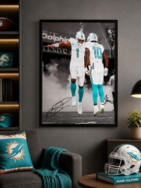 Miami Dolphins Tua Tagovailoa & Tyreek Hill 12x18 Canvas Poster Unframed New